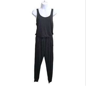 Aerie Women's Black Lounge Jogger Tank Jumpsuit Drawstring Waist Pockets XS